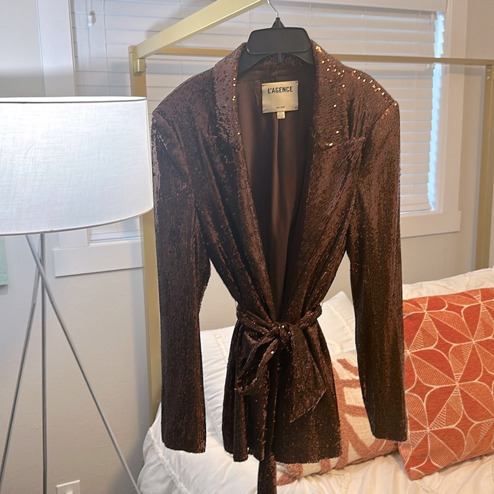 L’Agence Sequin-Embelished Jordana Blazer